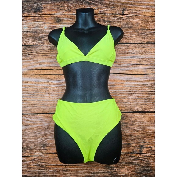Colorful Neon Swimsuit Bikini Set Women's M Swimwear Beach Bathing High Waist - Picture 1 of 6